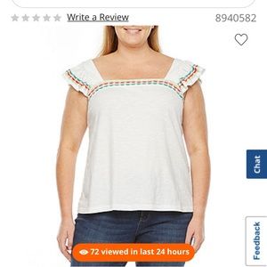 White and rainbow trim plus size tank